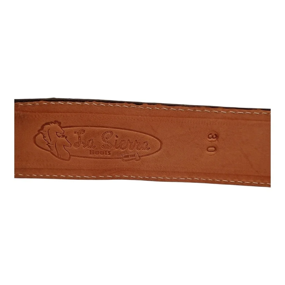 La Sierra Boots Belt Unisex Size 30 Leather Brown Floral Embroidered 30-35 Inch